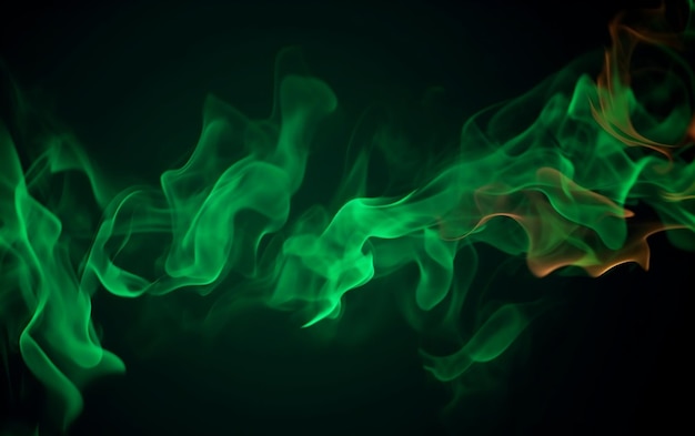 Grüner Rauch mit orangefarbenem und grünem Rauch im Hintergrund
