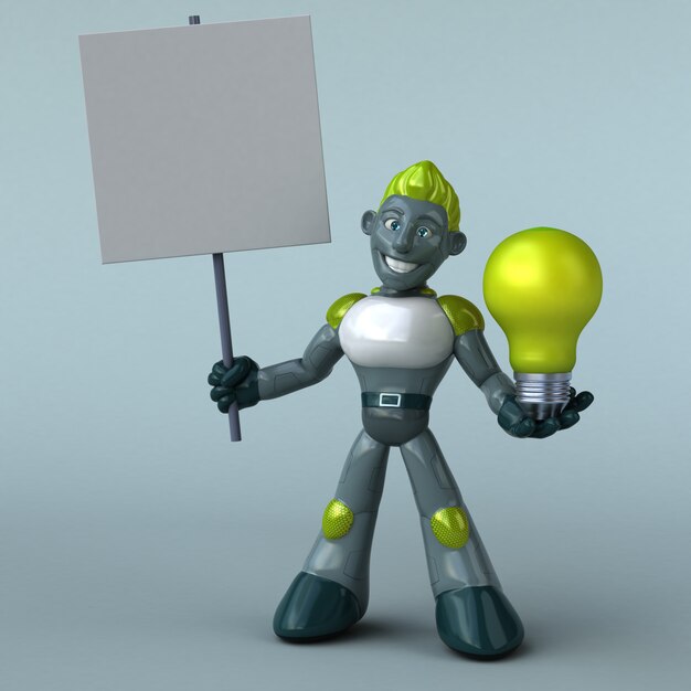 Foto grüner roboter - 3d-illustration