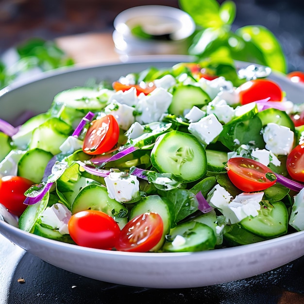 Grüner Salat auf einer Schüssel Frühstück Essen Diät Essen.