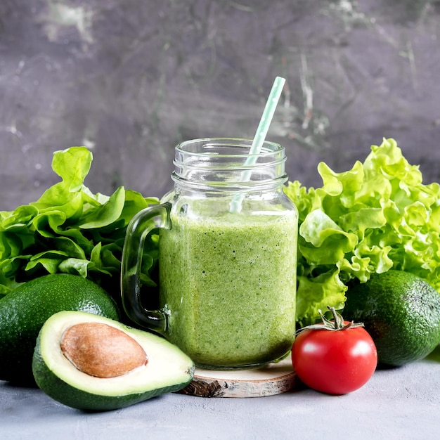 Grüner Smoothie Avocado-Smoothie Diät, die gesunde Nahrung isst