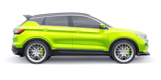 Grüner Sport-Kompaktwagen SUV 3D-Darstellung