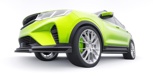 Grüner Sport-Kompaktwagen SUV 3D-Darstellung