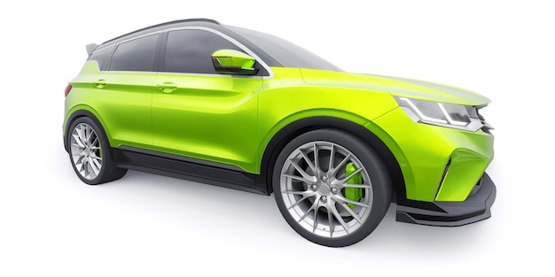 Grüner Sport-Kompaktwagen SUV 3D-Darstellung