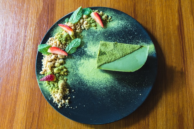 Foto grüner tee eiscremekuchen matcha