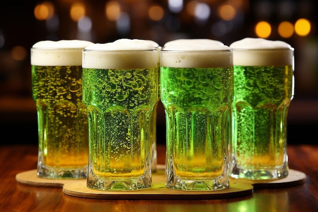 Grünes Bier im Glas am St. Patrick's Day