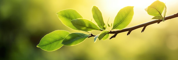 Grünes Blatt auf einem Ast