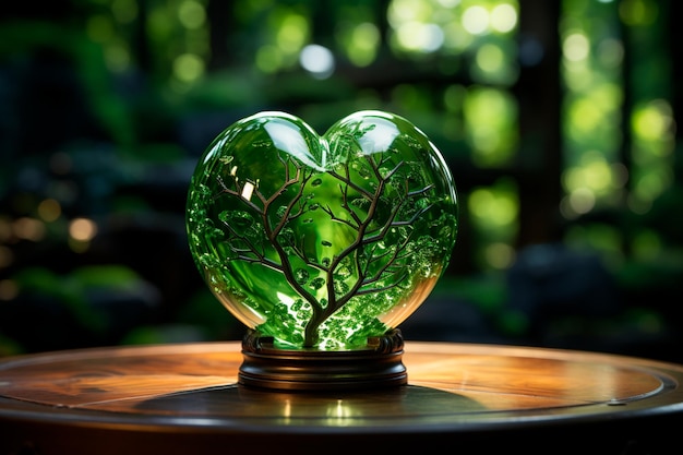 Grünes Blatt in Form eines Herzens auf Naturhintergrund
