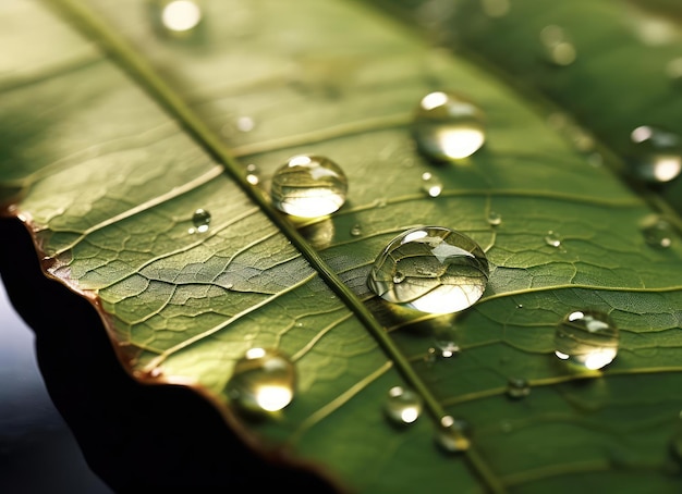 Grünes Blatt mit Wassertröpfchen