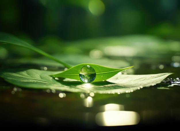 Grünes Blatt mit Wassertröpfchen