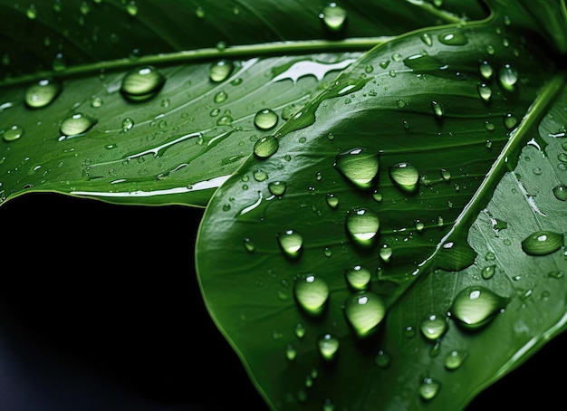 Grünes Blatt mit Wassertröpfchen