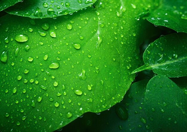Grünes Blatt mit Wassertropfen in Nahaufnahme Natürlicher Hintergrund für das Design