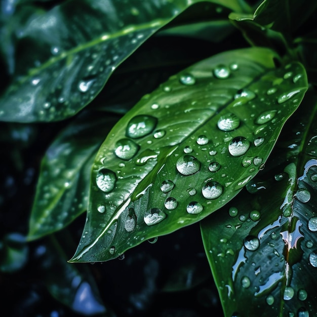 Grünes Blatt mit Wassertropfen Naturhintergrund Geringe Schärfentiefe