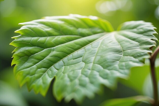 Grünes Blatt Natur auf verschwommenem Grünen Hintergrund Schöne Blatttextur im Sonnenlicht Natürlicher Hintergrund Nahaufnahme von Makro mit Kopierraum für Text