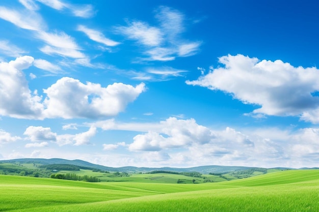 Grünes Feld mit Wolken