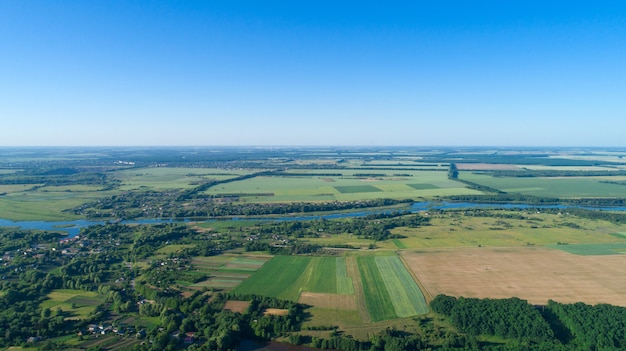 Grünes Feld und blauer Himmel