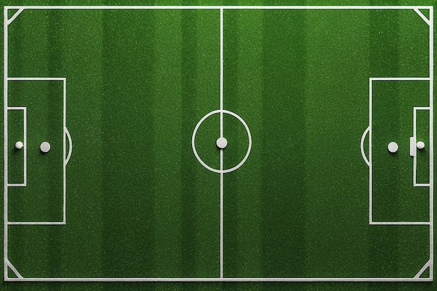 Grünes Fußballfeld oder Fußballfeld Top View mit realistischer Grasstruktur und Mähmuster