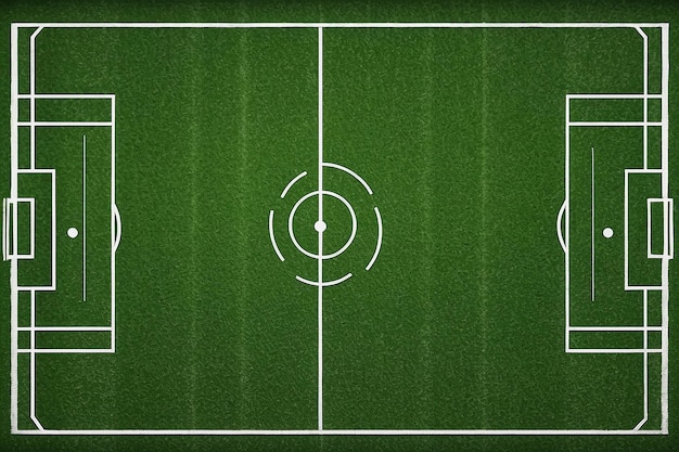 Grünes Fußballfeld oder Fußballfeld Top View mit realistischer Grasstruktur und Mähmuster