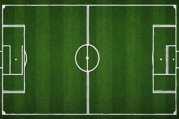 Grünes Fußballfeld oder Fußballfeld Top View mit realistischer Grasstruktur und Mähmuster