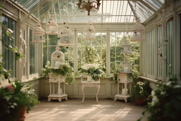 Grünes Glas Gewächshaus Anlage Gewächshaus Architektur Innenraum Haus Natur Gartenbau Gartenbau Blumen Gebäude