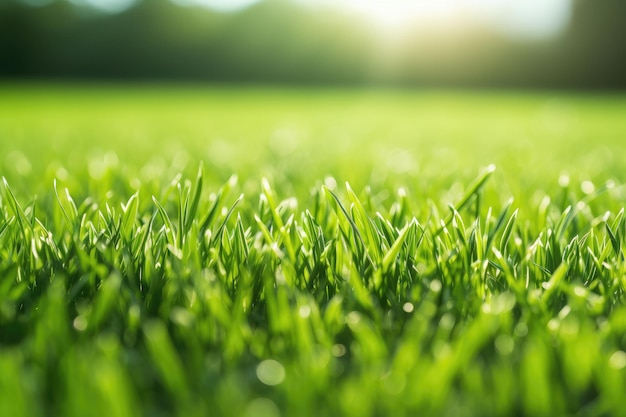 Grünes Gras als Hintergrund mit perspektivischer Ansicht und selektivem Fokus