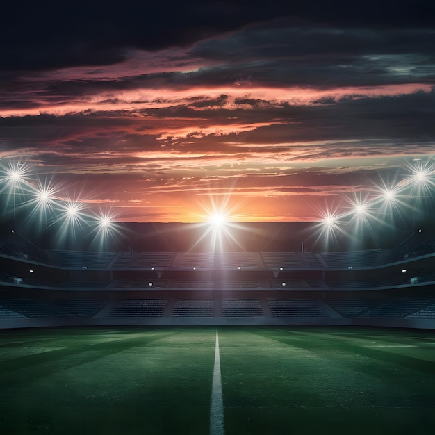 Grünes Gras Filmbeleuchtung Fußballstadion