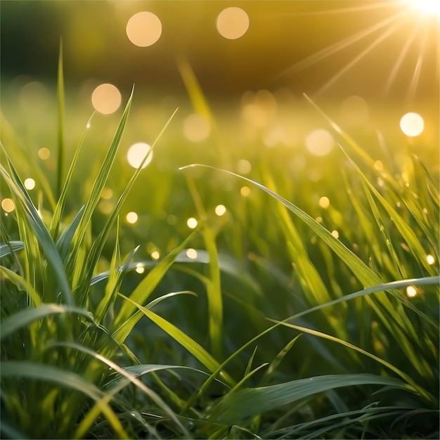 Grünes Gras mit Bokeh-natürlichen abstrakten verschwommenen Lichtern