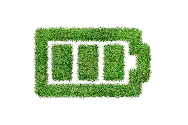 Grünes Gras mit einem Batteriesymbol
