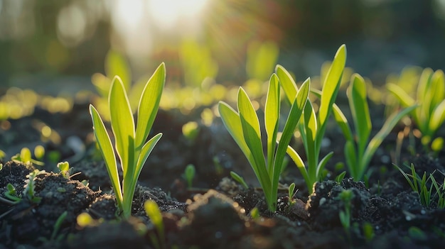 Grünes Gras wächst im Frühling in Nahaufnahme