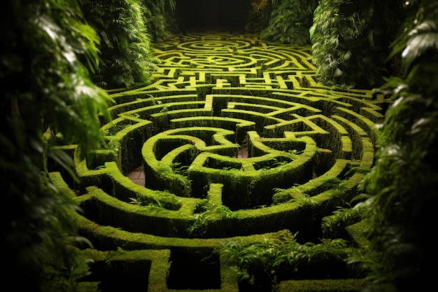 Foto grünes labyrinth aus pflanzen