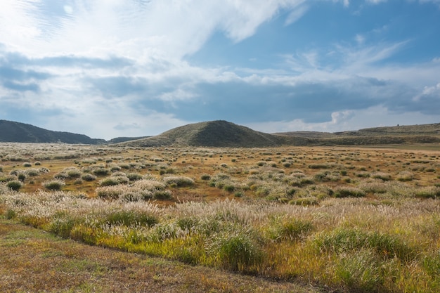 Grünes lanscape mit Berg Aso-Hintergrund, Kusasenri, Aso, Kumamoto, Kyushu, Japan