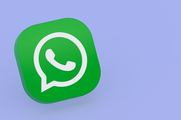 Grünes Logo-Symbol 3d der WhatsApp-Anwendung rendern auf lila