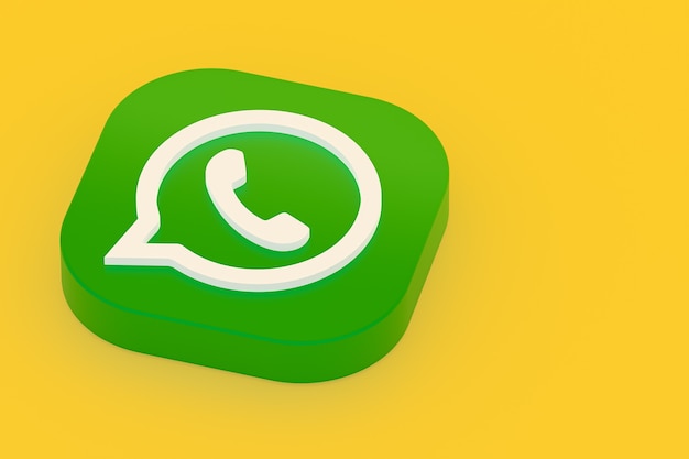 Grünes Logo-Symbol der WhatsApp-Anwendung 3d rendern auf gelb