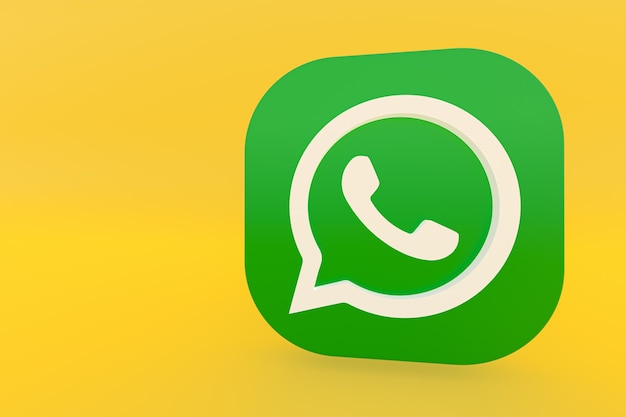 Grünes Logo-Symbol der WhatsApp-Anwendung 3d rendern auf gelb