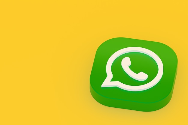 Grünes Logo-Symbol der WhatsApp-Anwendung 3d rendern auf gelb