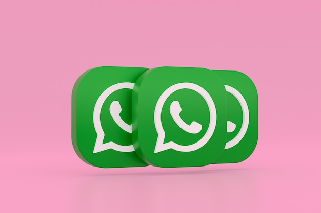 Foto grünes logo-symbol der whatsapp-anwendung 3d rendern auf rosa