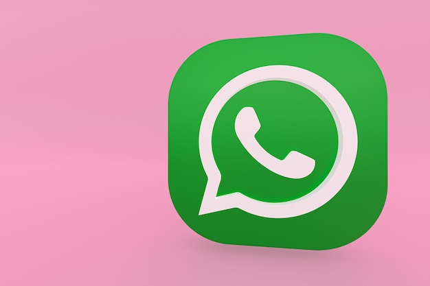 Grünes Logo-Symbol der WhatsApp-Anwendung 3d rendern auf rosa