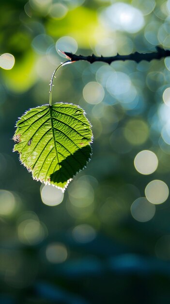 grünes Naturblatt mit Bokeh-Hintergrund