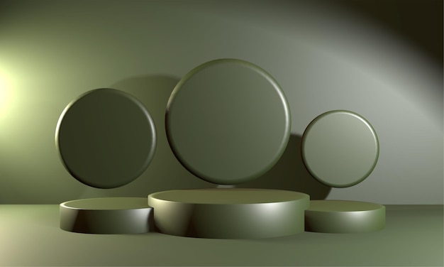 grünes podium 3d-design für verpackungsschaufenster-modelldesign