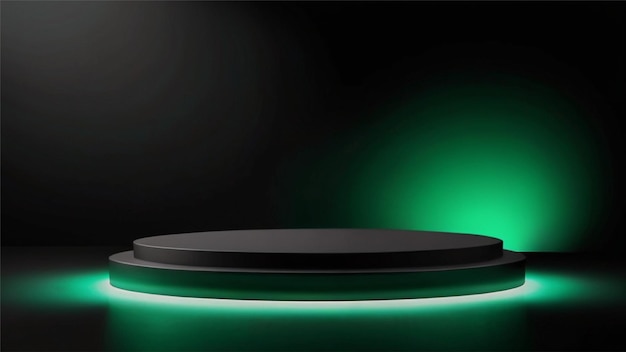 grünes rundes Podium und schwarzer Hintergrund für das Modell