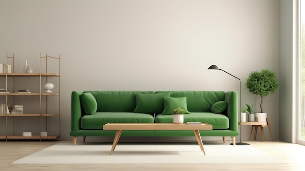 Grünes Sofa im Wohnzimmer