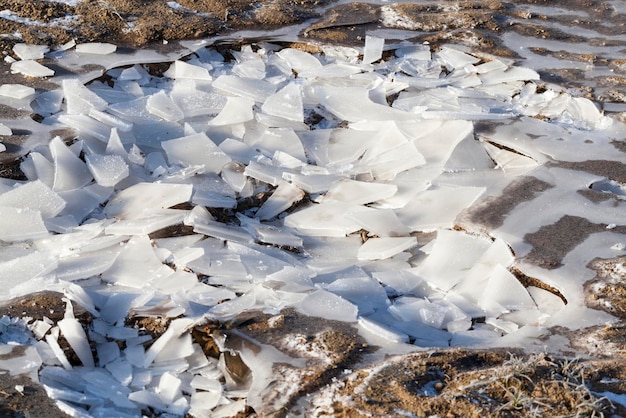Una gruesa capa de hielo se formó en el territorio del campo.