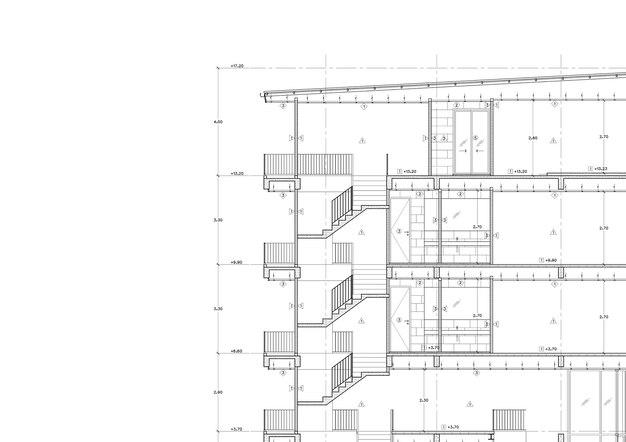 Grundriss des auf der Zeichnung entworfenen Gebäudes