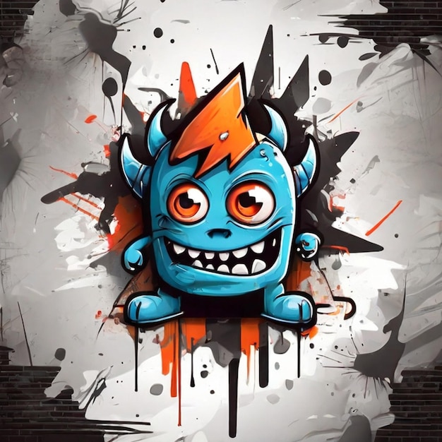 Grunge abstrak dengan karakter monster Gambar super dalam gaya graffiti Ilustrasi vektor (Vector de Ilustração) Ilustração de gráficos com caracteres abstratos e monstros