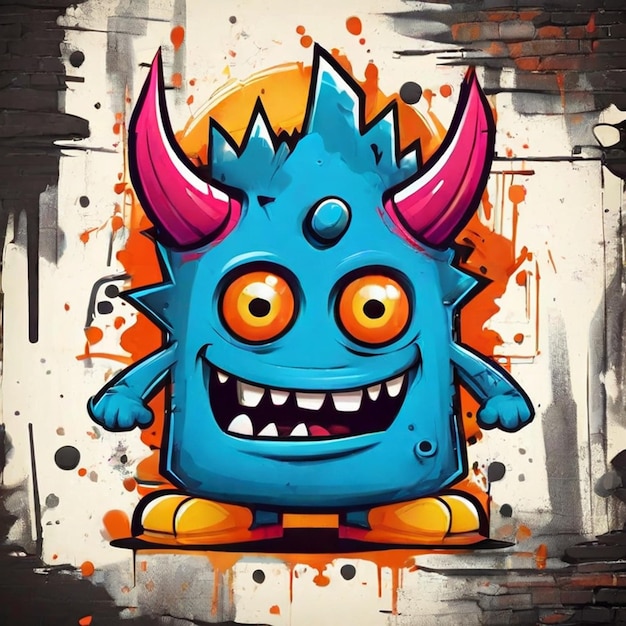 Grunge abstrak dengan karakter monster Gambar super dalam gaya graffiti Ilustrasi vektor (Vector de Ilustração) Ilustração de gráficos com caracteres abstratos e monstros