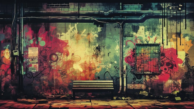 Foto grunge background com street art e superfícies weathered um design com caráter e edgy canvas