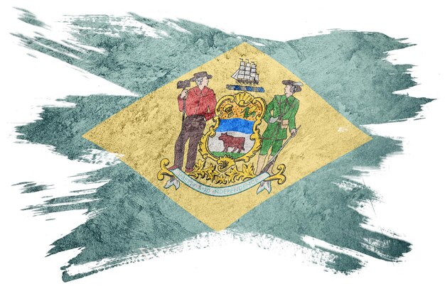 Grunge bandera del estado de Delaware. Trazo de pincel de la bandera de Delaware.