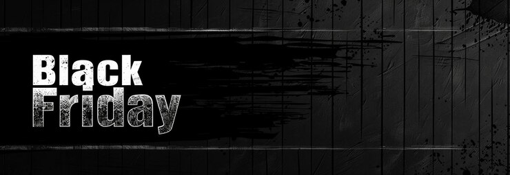 Foto grunge black friday banner com texto em um fundo escuro conceito de compras de férias descontos de varejo vendas sazonais espaço de cópia