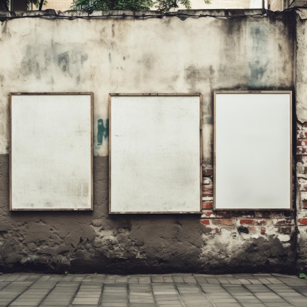 Foto grunge e textura danificada ou fundo em uma parede de rua com um outdoor em branco