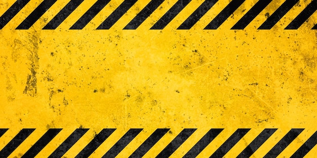 Grunge gelbe und schwarze diagonale Streifen Industrielle Warnung Hintergrundwarnung Vorsicht Bausicherheit