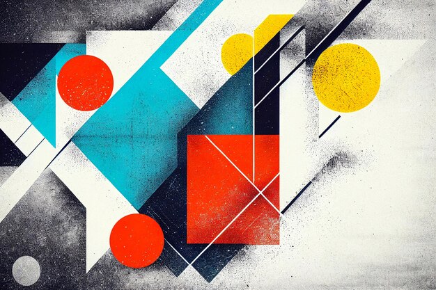 Grunge-Geometrie-Hintergrund mit körniger Papiertextur im Bauhaus-Stil